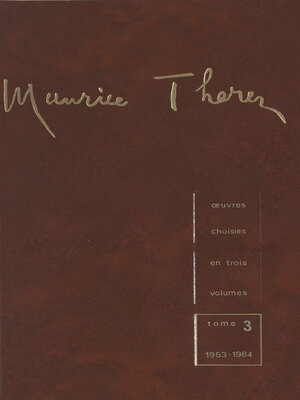 cover image of Œuvres choisies en trois volumes (3). 1953-1964